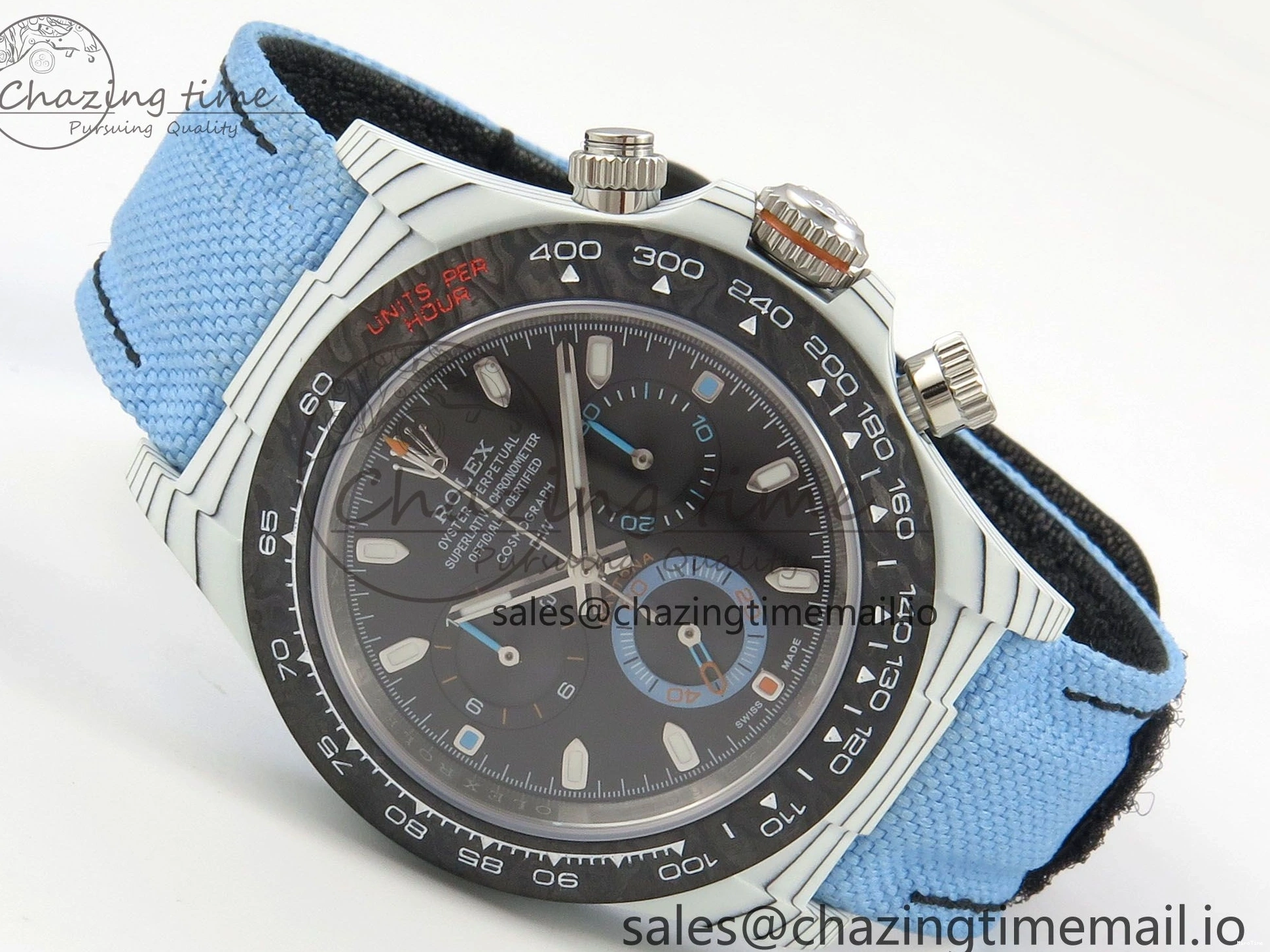 MiroTime 0403 Attractive Daytona DIW Carbon Case and Bezel DIWF Edition Black Dial on Blue Nylon Strap A 71